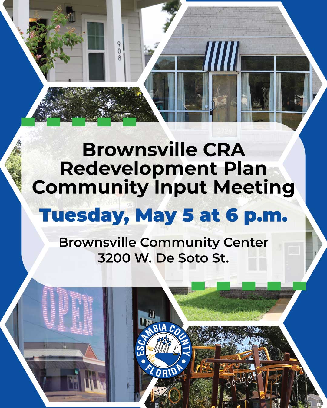 Brownsville CRA Redevelopment Plan Community Meeting Flyer advertising the Brownsville CRA Redevelopment Plan Community Meeting