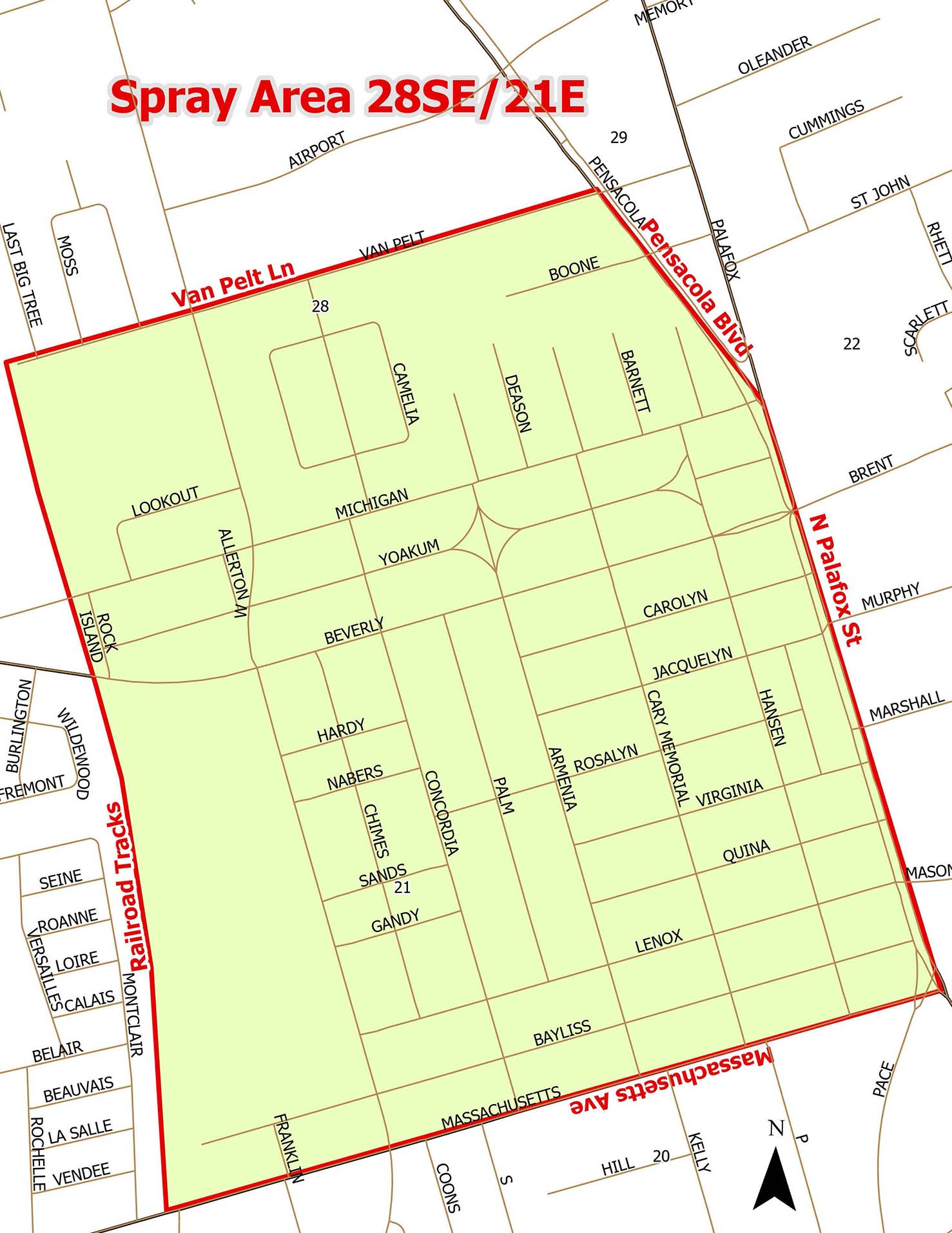 Spray Area 28E/21E Map