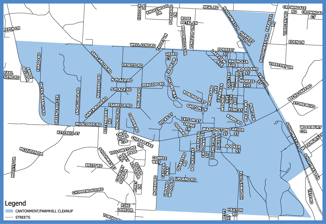 Cantonment Farm Hill Neighborhood Cleanup Map