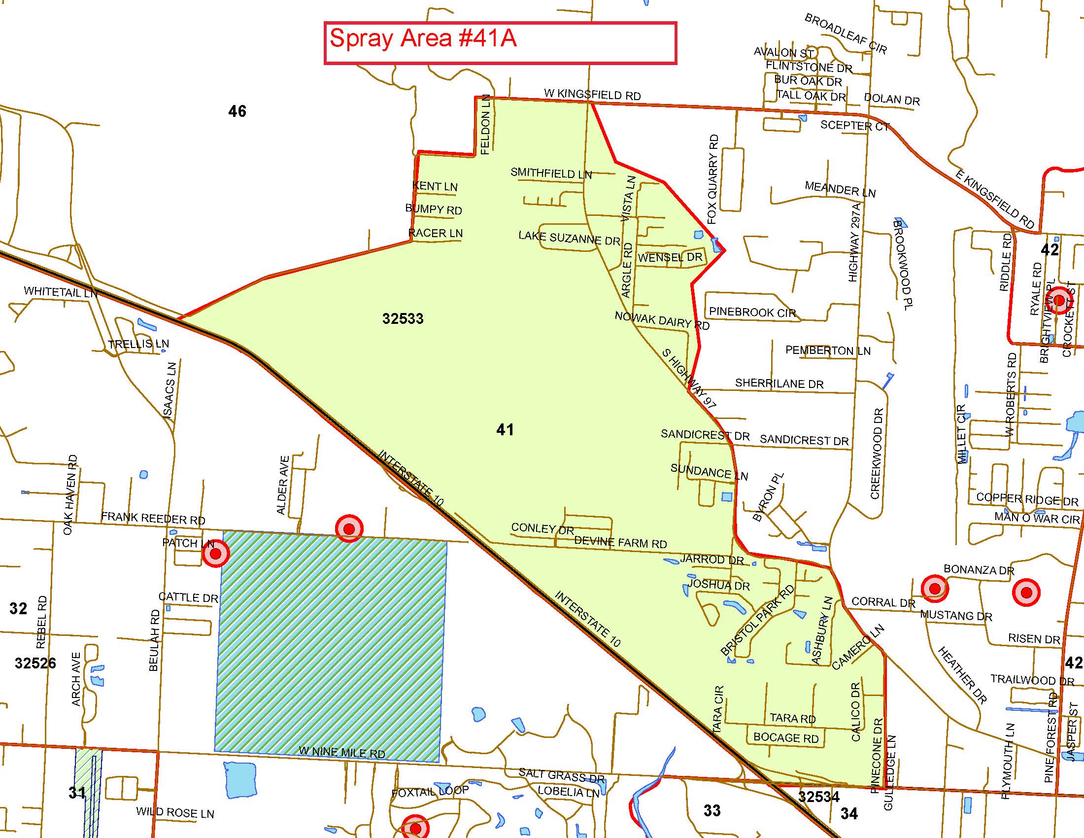 Mosquito spray area 41A map