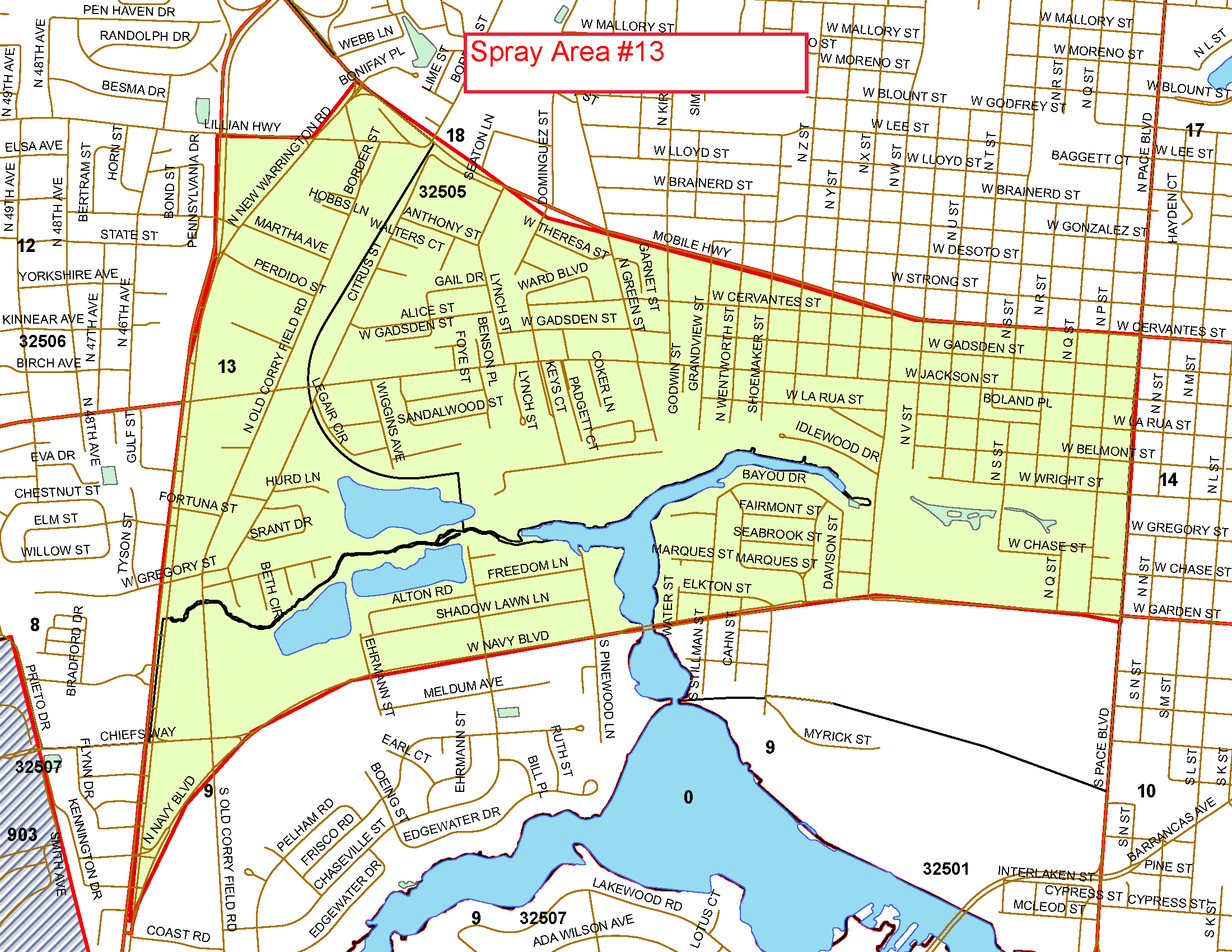 Spray Area 13A Map
