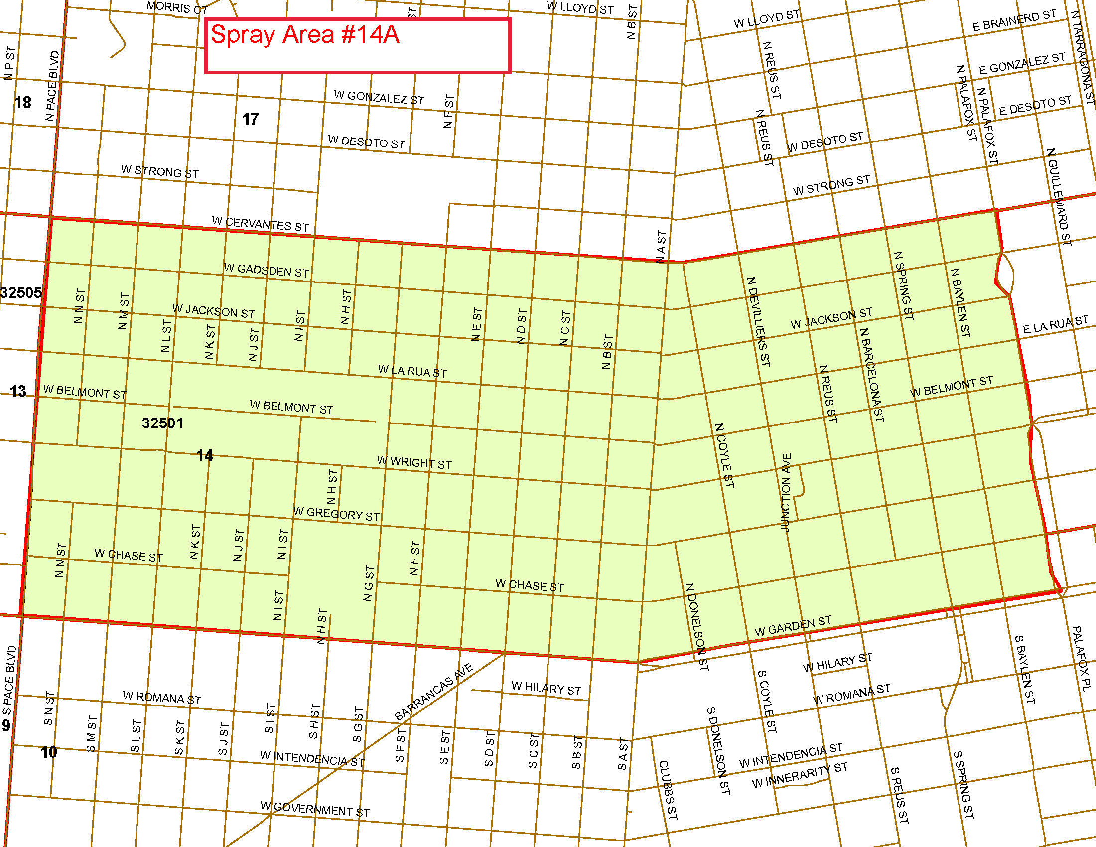 Spray Area 14A Map