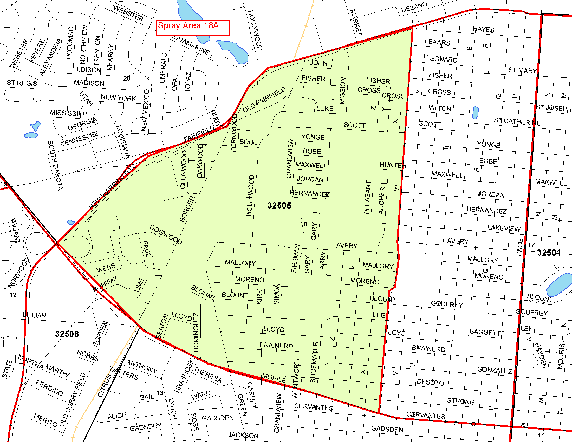 Spray Area 18A Map