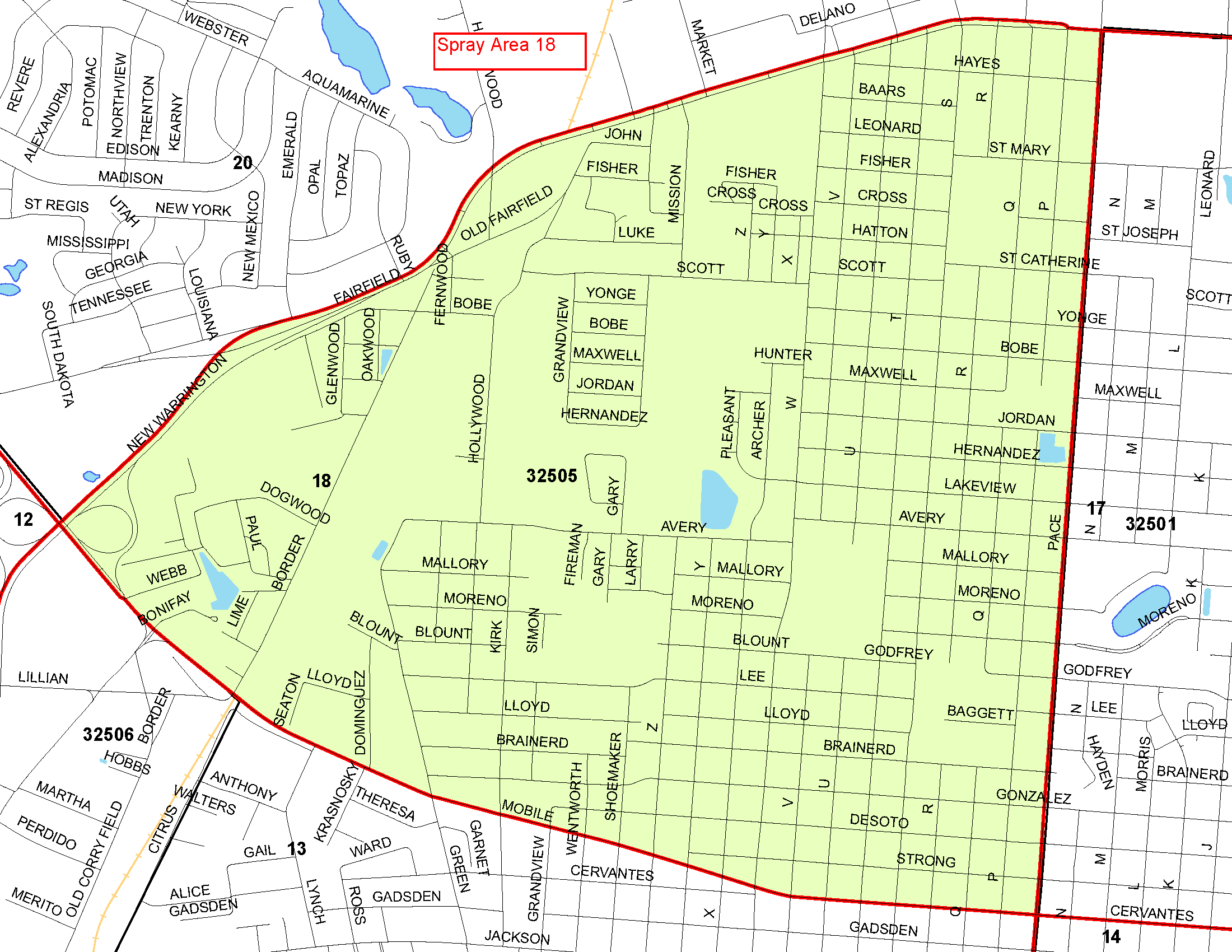 Spray Area 18A Map