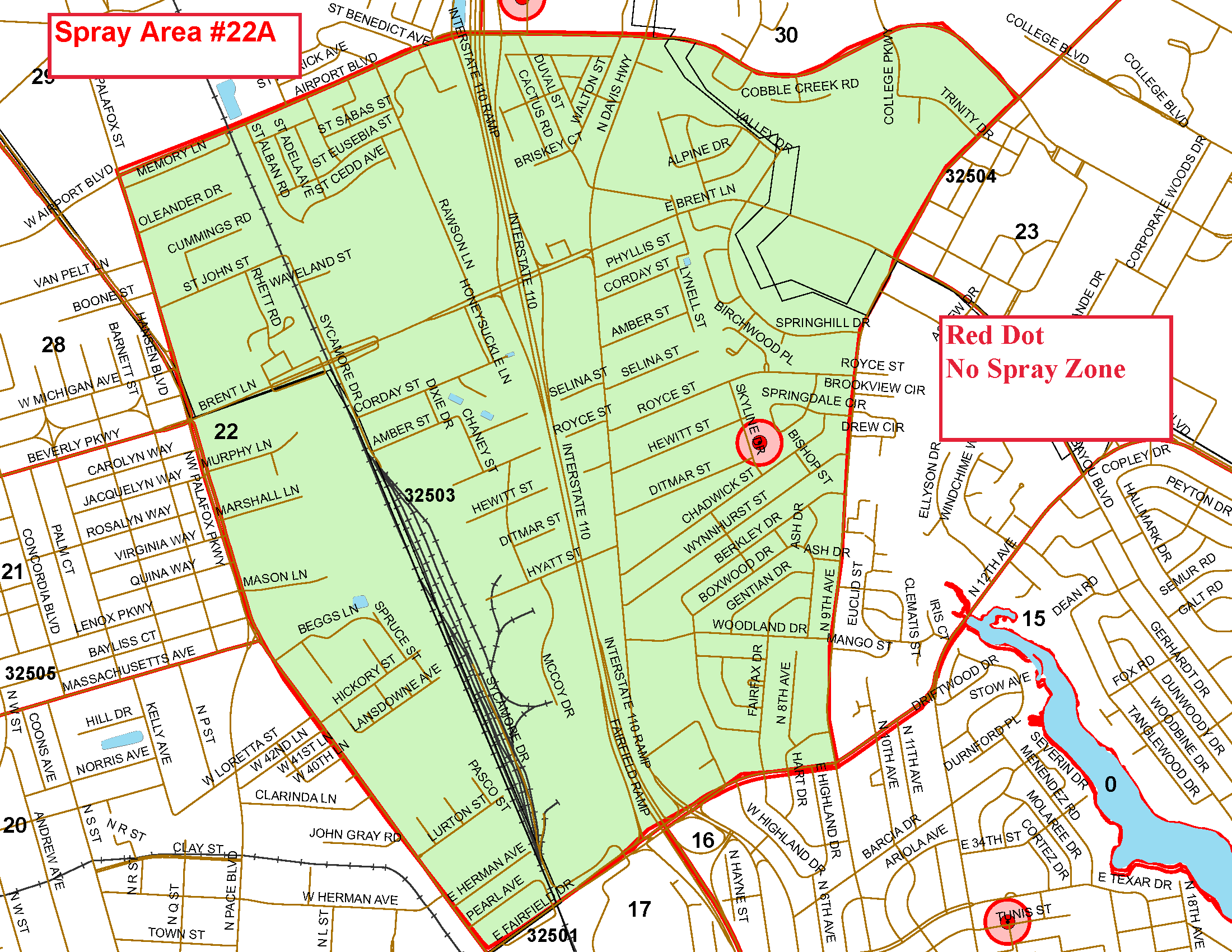 Spray Area 22A Map Spray Area 22A Map